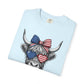COMFORT COLORS - Patriotic Highland Cow T-Shirt — American Flag Heart Sunglasses