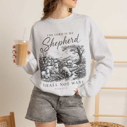 GILDAN - The Lord Is My Shepherd Psalm 23 Christian Crewneck Sweatshirt