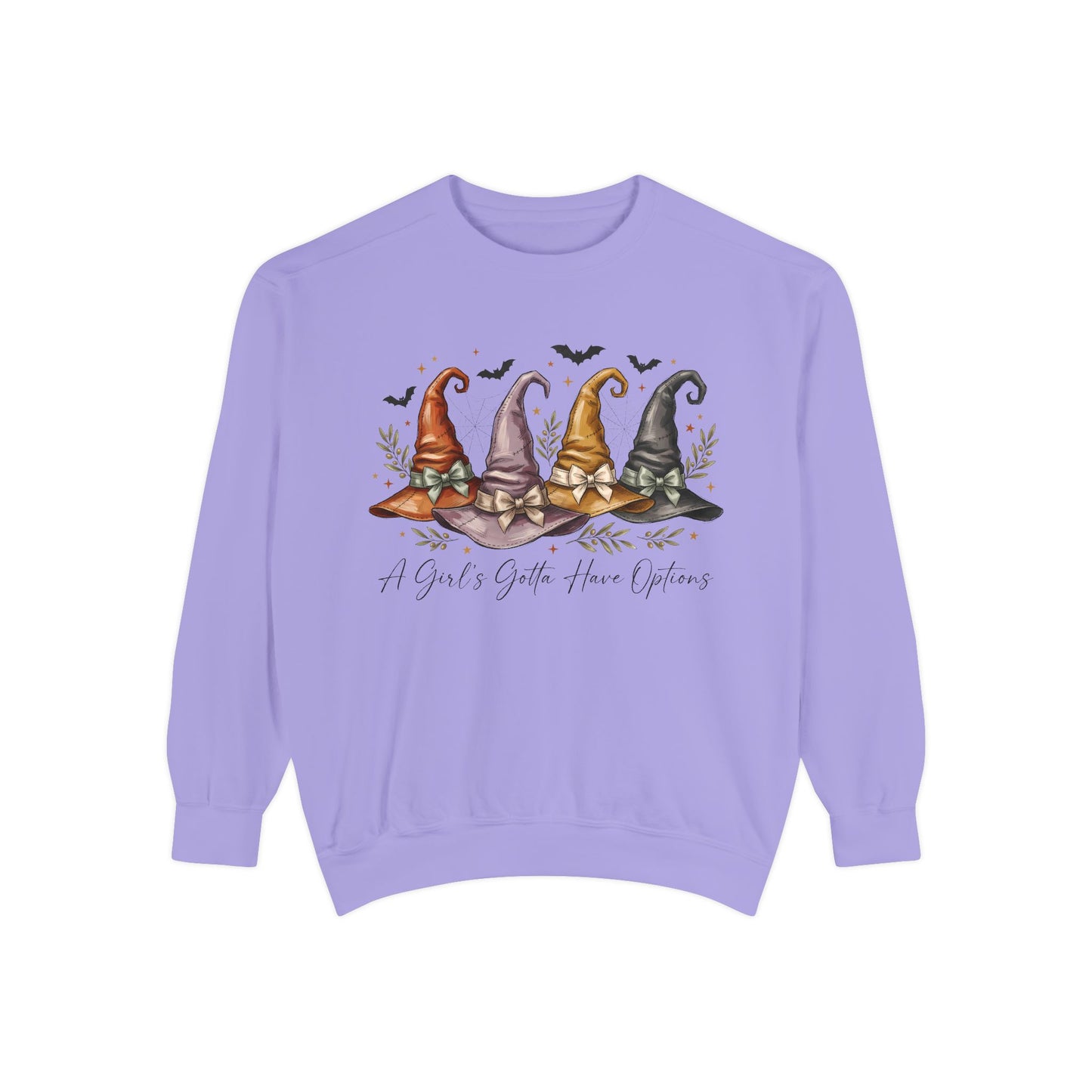 COMFORT COLORS - Gnome Trio Cozy Sweatshirt — "A Girl's Gotta Have Options" Fall Graphic