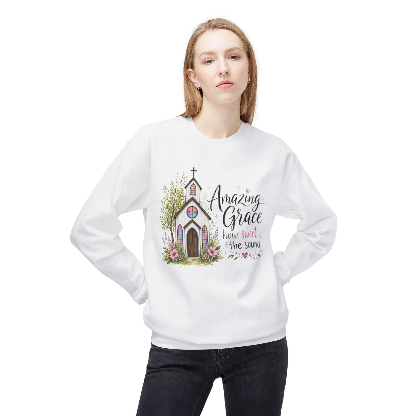 GILDAN - Amazing Grace Church Sweatshirt — "How Sweet the Sound" Christian Crewneck