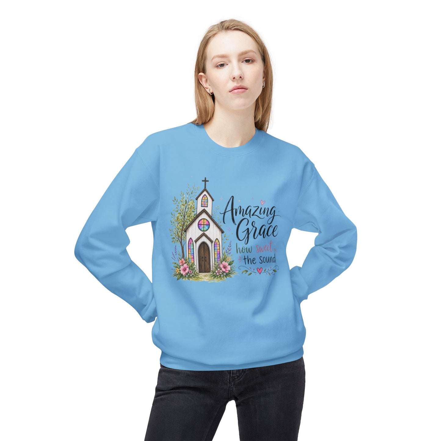 GILDAN - Amazing Grace Church Sweatshirt — "How Sweet the Sound" Christian Crewneck