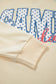 Beige Game Day Crewneck Long Sleeve Pullover Athleisure Short Sets