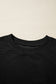 Black Ribbed Texture Baggy Drop Shoulder Pullover and Shorts Set