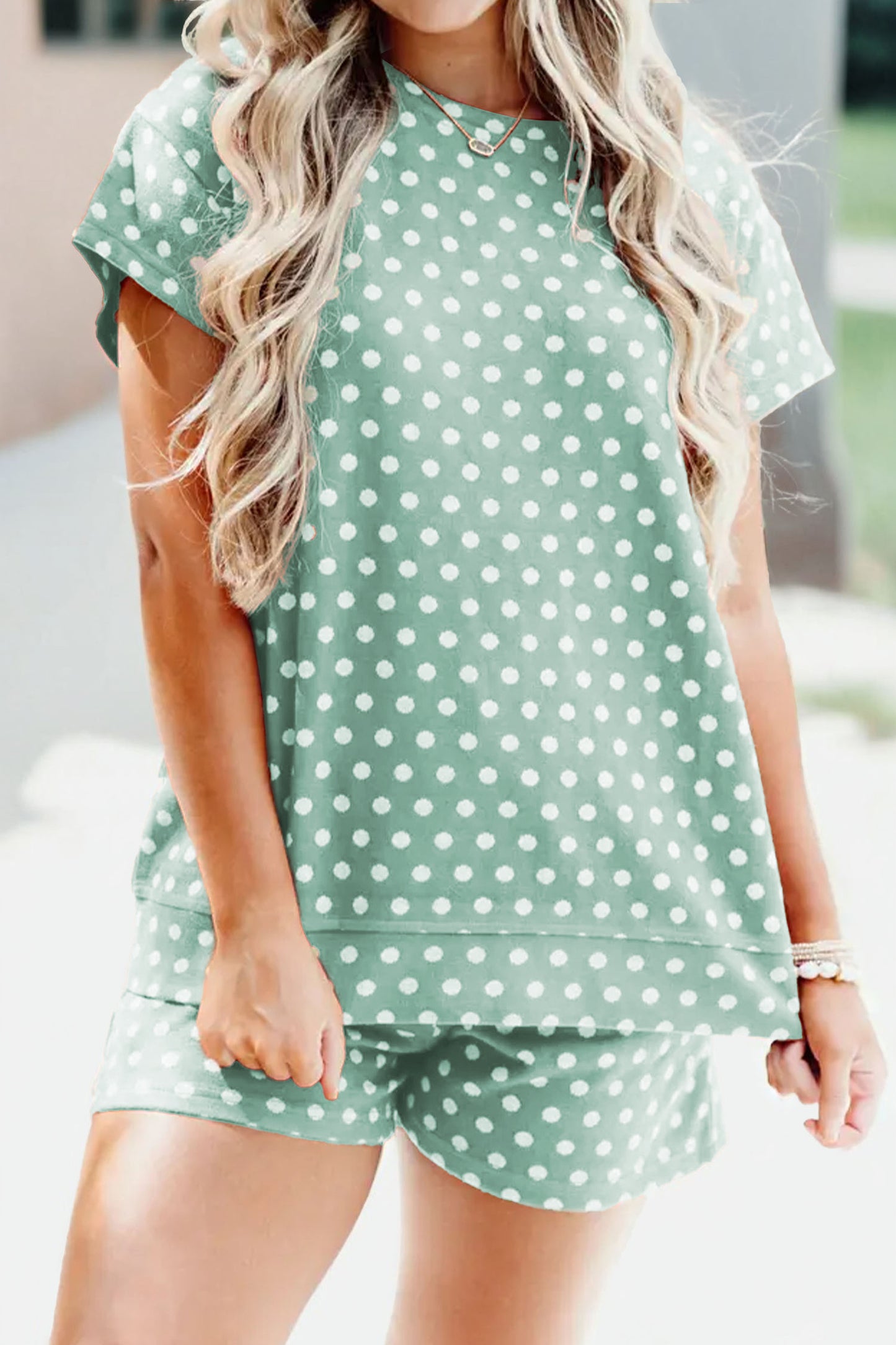 Brown Polka Dot Print Short Set