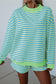 Yellow Stripe Color Block Detail Long Sleeve Pullover Elastic Waist Pull On Shorts 2pcs Set