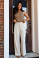 Jet Stream Drawstring Elastic Waist Button Pleated Detail Wide Leg Pants