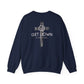 GET DOWN IN THE GOSPEL ADULT SWEATSHIRT GRAY CAMO CROSS