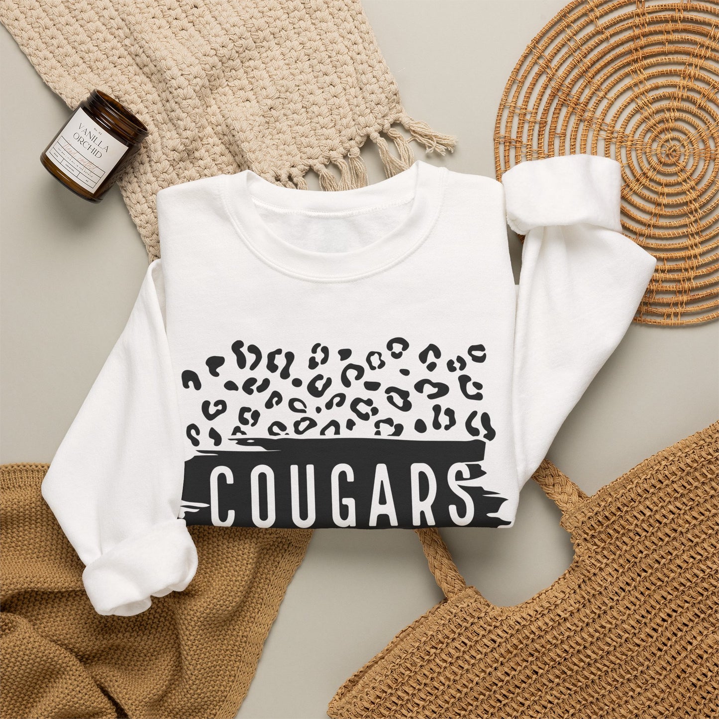 GILDAN -Cougars Vibes Leopard Graphic Sweatshirt