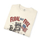 Feral But Free Since 1776 T-Shirt — Cute Raccoon American Flag Patriotic Tee