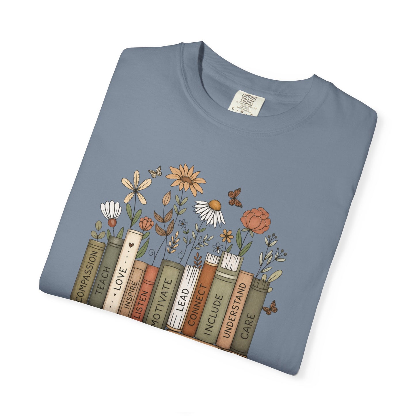 COMFORT COLORS - *** WANT TO PERSONALIZE THIS ?" - DO NOT ORDER THIS, PLEASE EMAIL ME @REFININGFAITHCOMPANY@GMAIL.COM*** Teacher Bookshelf T-Shirt – Personalized “Mrs. Hayes” Pencil & Floral Reading...