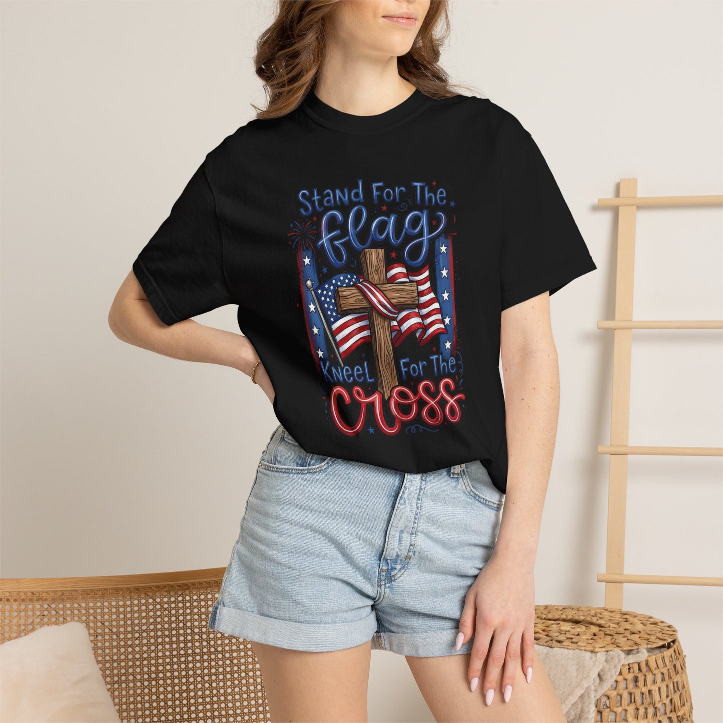 COFORT COLORS - Stand For The Flag Kneel For The Cross T-Shirt