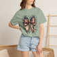 COMFORT COLORS - Patriotic American Flag Bow T-Shirt — "Home of the Brave" Fourth of July Tee
