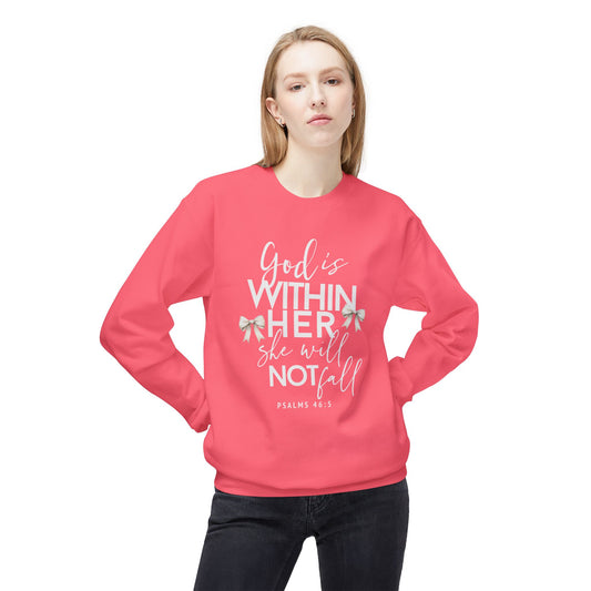 God Is Within Her Crewneck Sweatshirt — Inspirational Christian Pullover