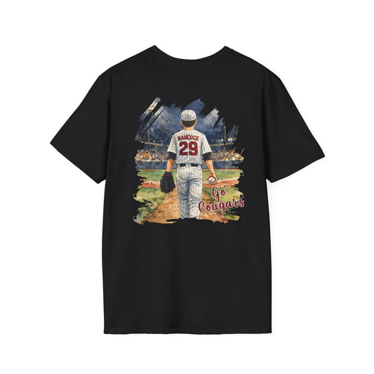 ** PERSONALIZE IT ** Customized Baseball Player Backprint T-Shirt With Front Team Logo