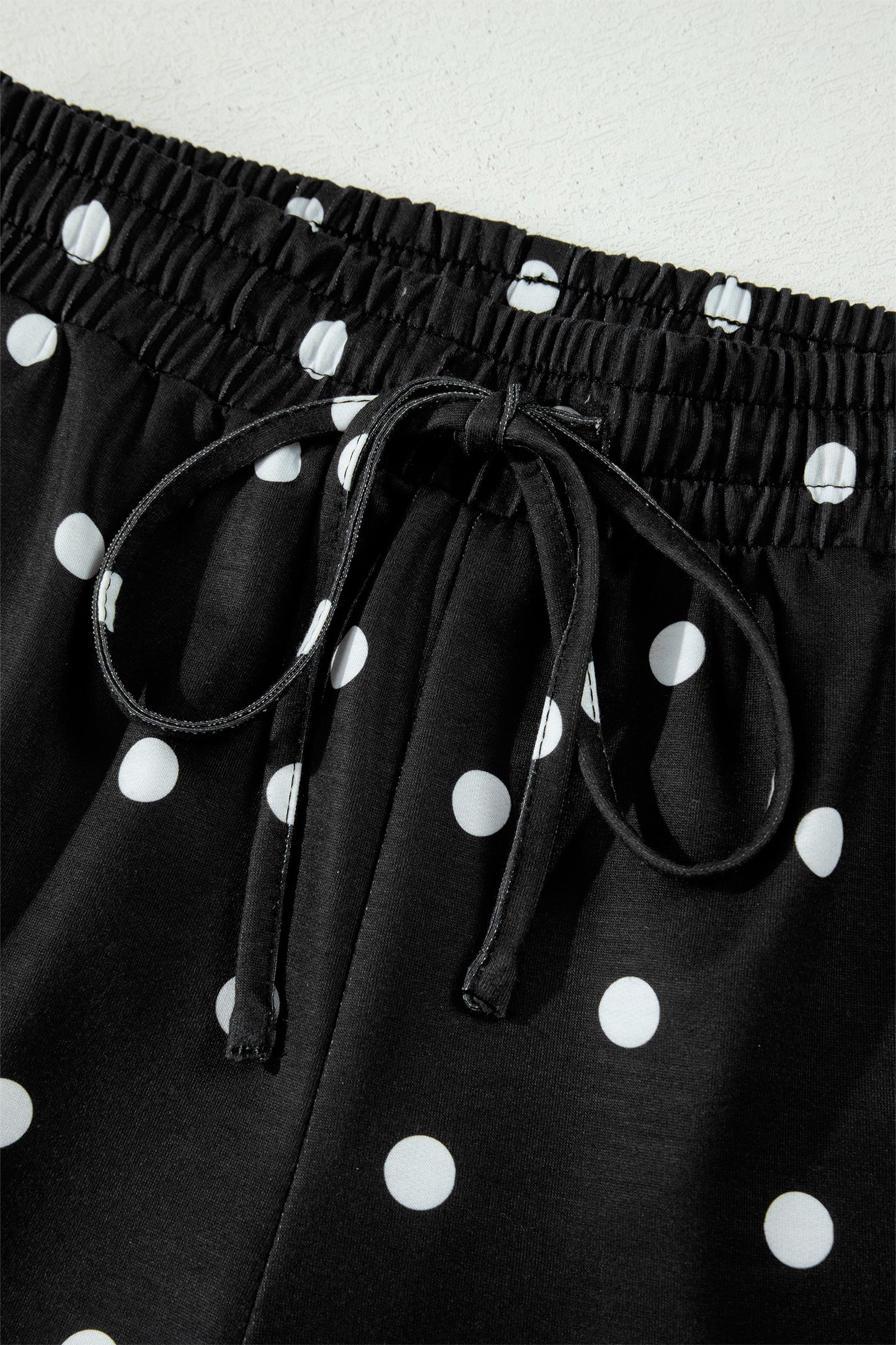 Sky Blue Exposed Seam Detail Polka Dot Loose Tee Drawstring Shorts Set