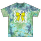 Chicks Tie-Dye Tee — Yellow Bow Graphic Soft Cotton Shirt
