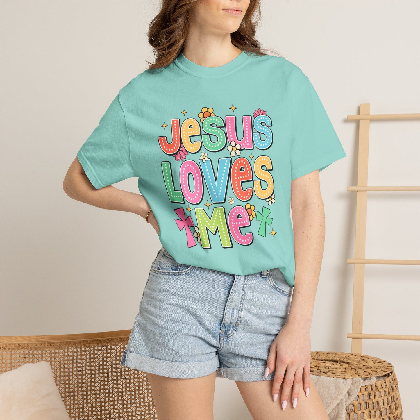 COMFORT COLORS - Jesus Loves Me T-Shirt — Colorful Retro Kids/Youth Faith Tee