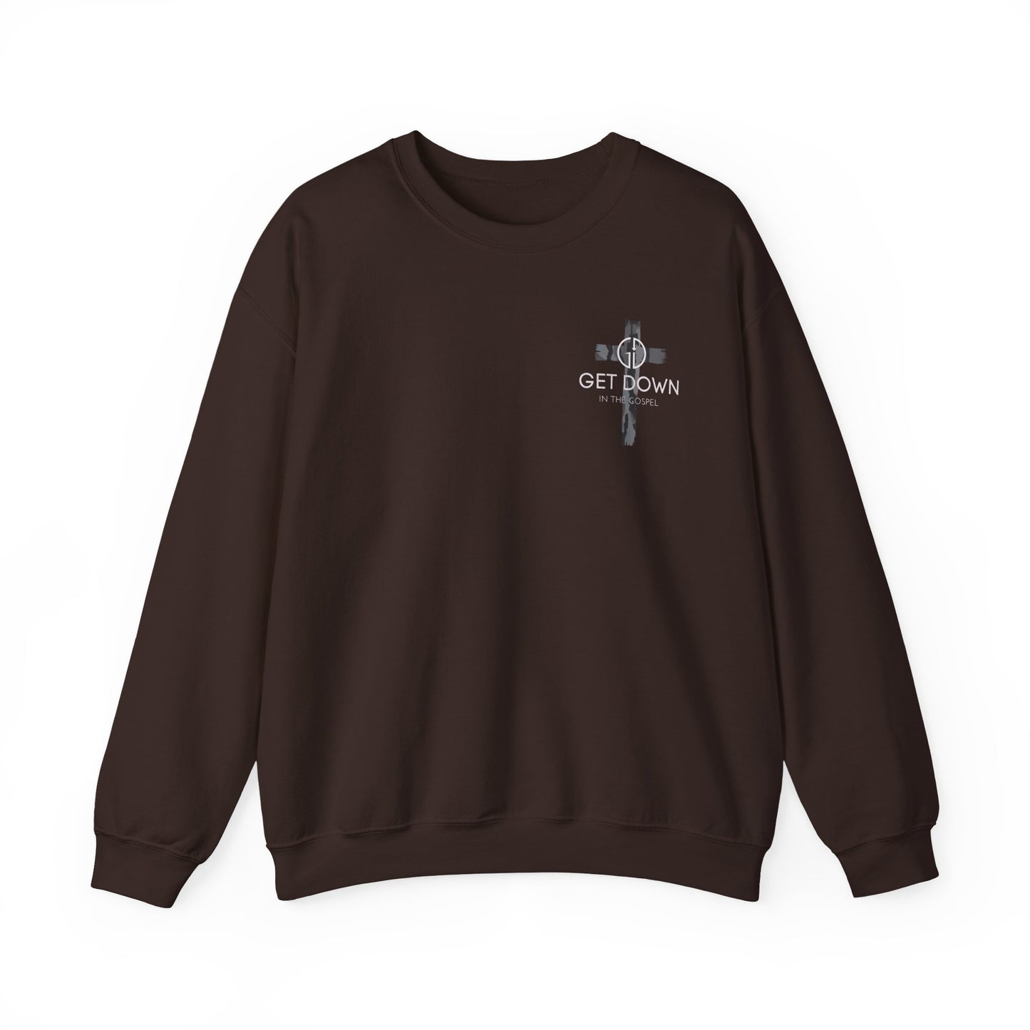 GILDAN - GET DOWN IN THE GOSPEL ADULT SWEATSHIRT GRAY CAMO CROSS