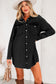 Beau Blue Chest Pocket Raw Hem Denim Loose Shirt Dress