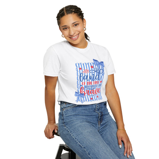 COMFORT COLORS - Patriotic "Land of the Free, Because of the Brave" T-Shirt