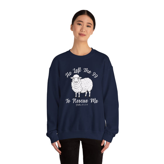 HE LEFT THE 99 WHITE FONT ADULT SWEATSHIRT