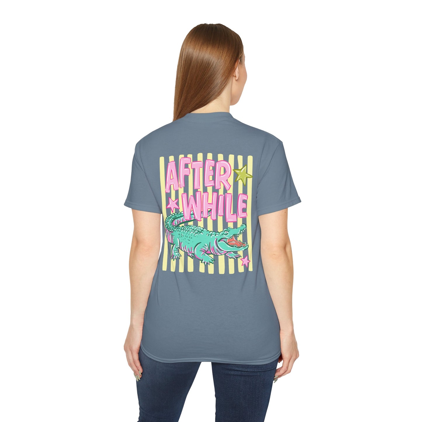 Later Alligator T‑Shirt — Retro Pink & Teal Gator Graphic Tee