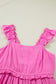 Bonbon Solid Color Ruffle Trim High Waist Sleeveless Maxi Dress