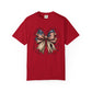 COMFORT COLORS - Patriotic American Flag Bow T-Shirt — "Home of the Brave" Fourth of July Tee