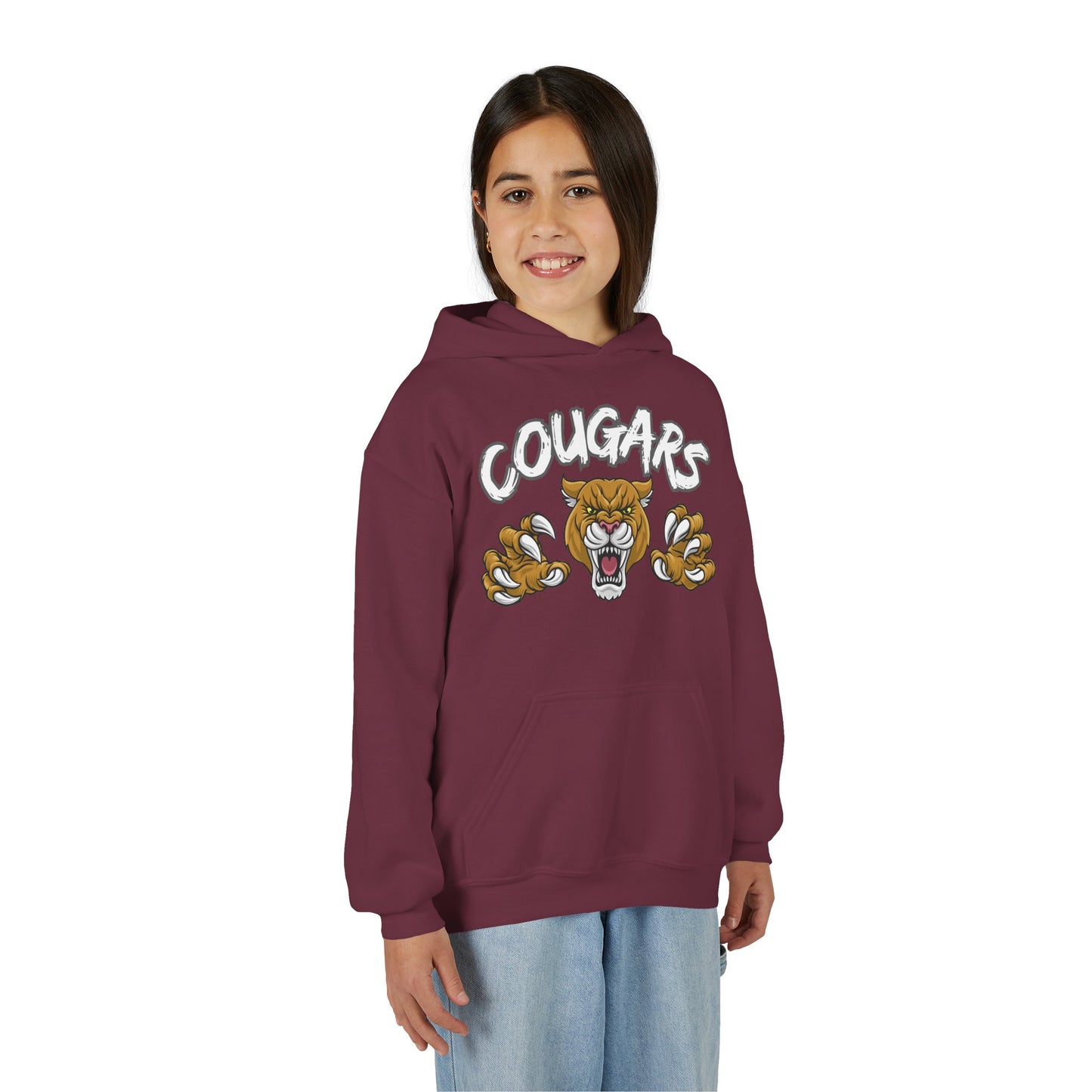 YOUTH COUGARS HOODIE WHITE FONT