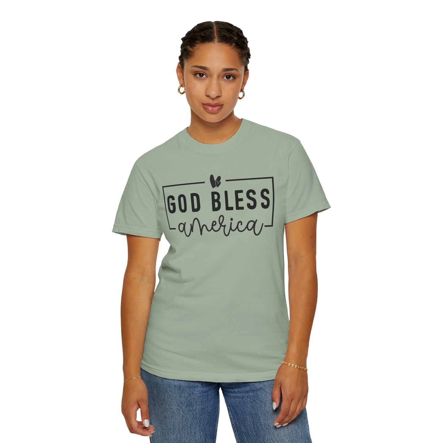 COMFORT COLORS - God Bless America T-Shirt — Patriotic Script Tee