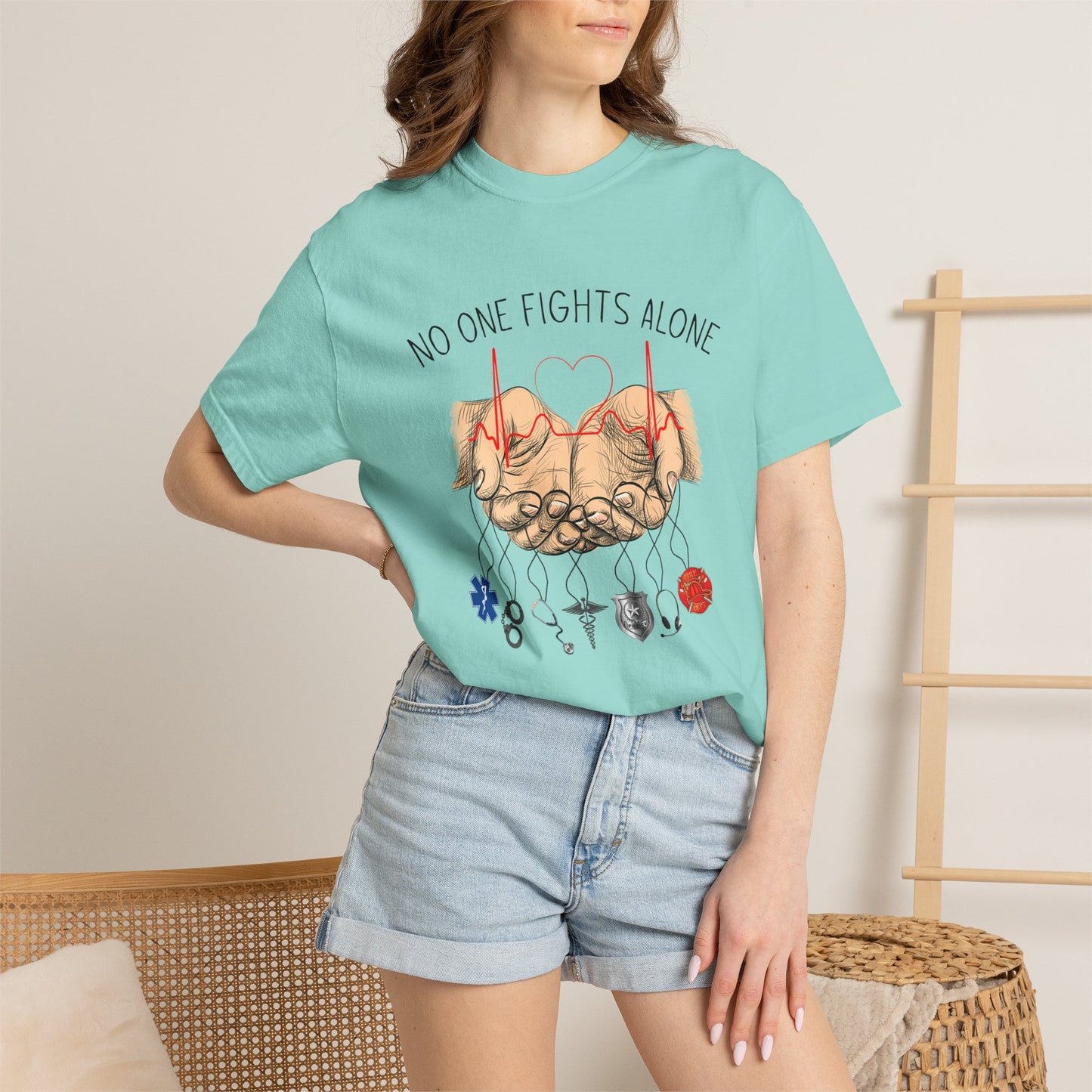 COMFORT COLORS - No One Fights Alone T-Shirt — Supportive Cancer Awareness Tee