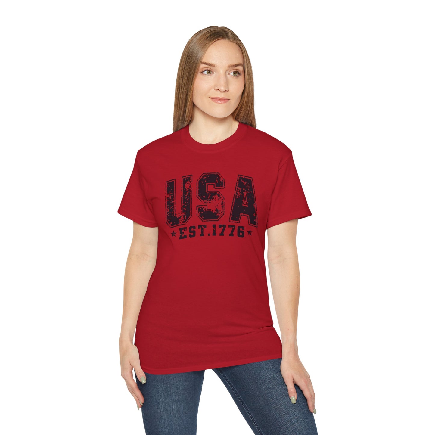 GILDAN - USA EST.1776 T-Shirt — Vintage Patriotic American Tee for 4th of July