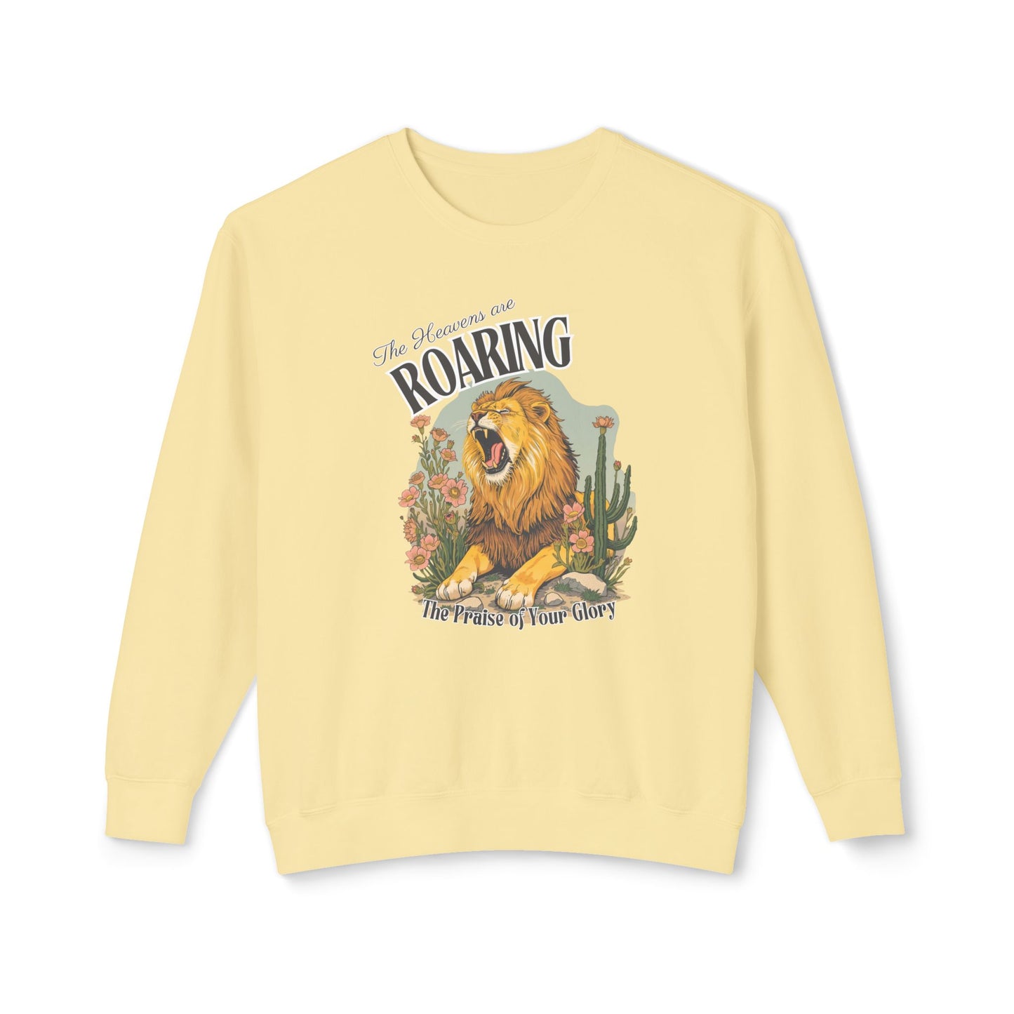 COMFORT COLORS - Roaring Lion Crewneck Sweatshirt — "The Lion Roars" Graphic