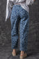Khaki Leopard Printed Drawstring Elastic Waistband Pocketed Wide Leg Jeans