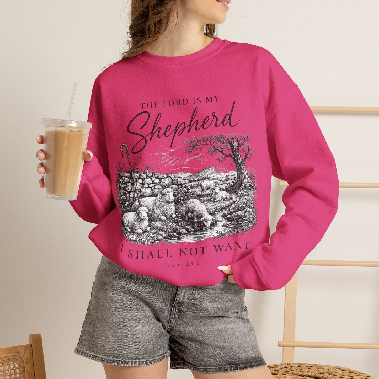GILDAN - The Lord Is My Shepherd Psalm 23 Christian Crewneck Sweatshirt