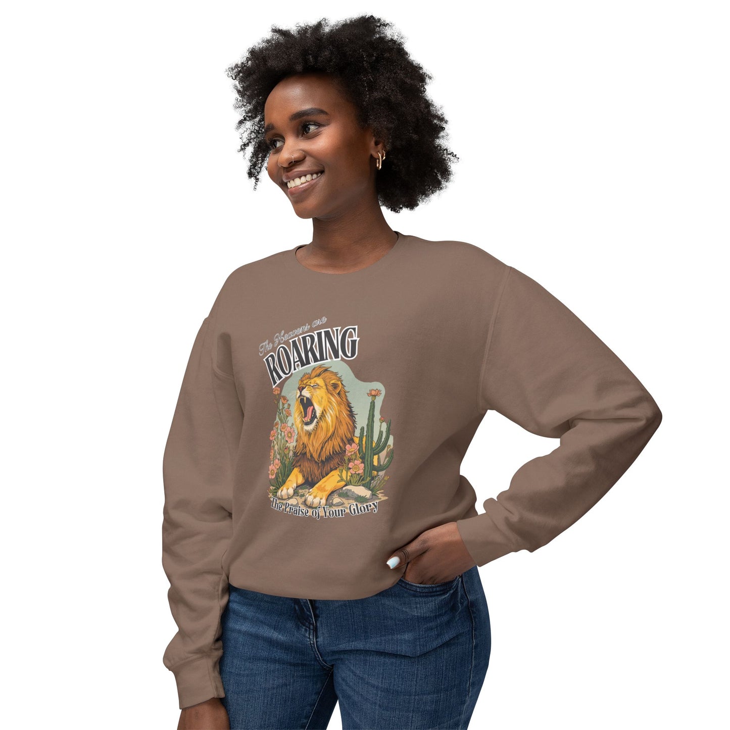 COMFORT COLORS - Roaring Lion Crewneck Sweatshirt — "The Lion Roars" Graphic