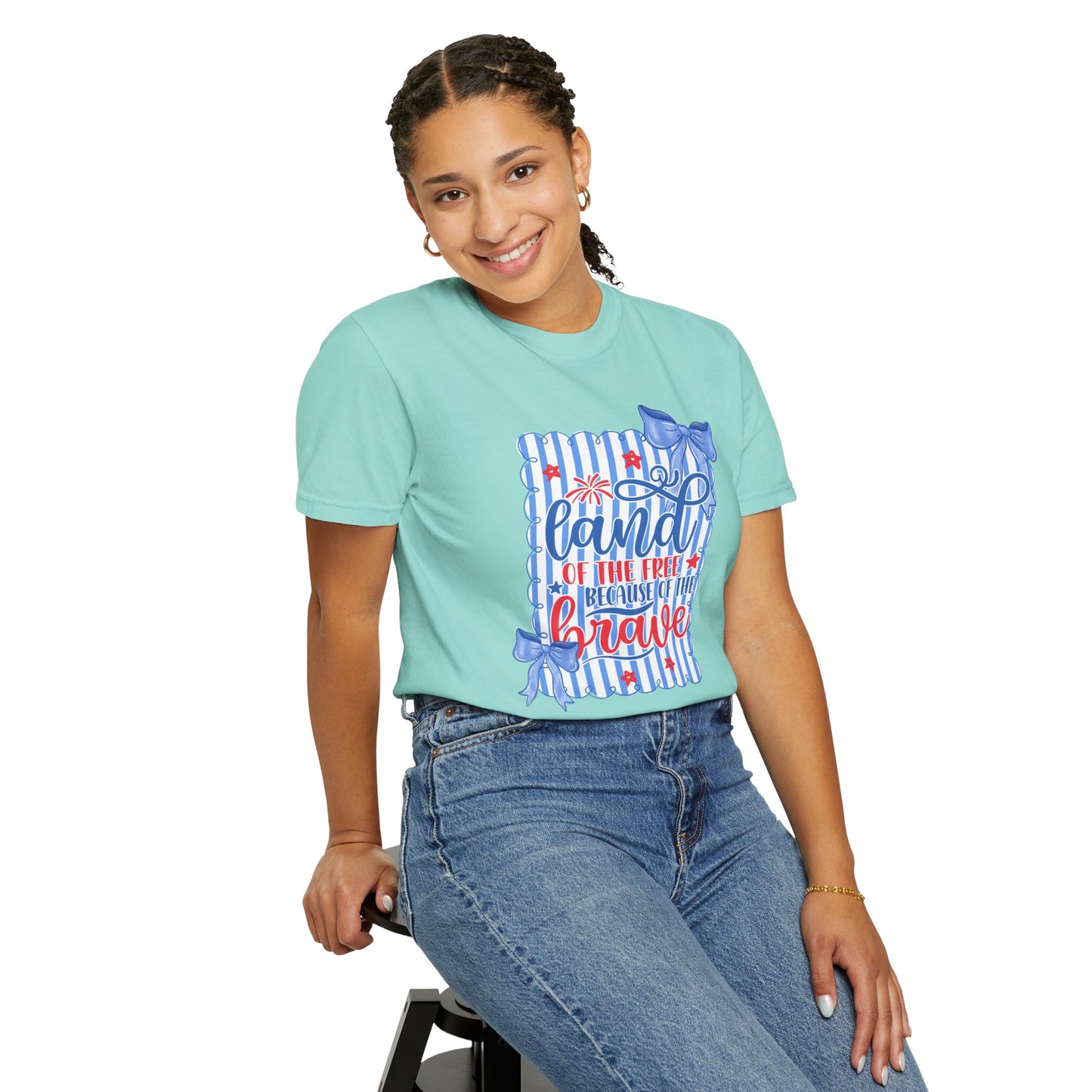 COMFORT COLORS - Patriotic "Land of the Free, Because of the Brave" T-Shirt