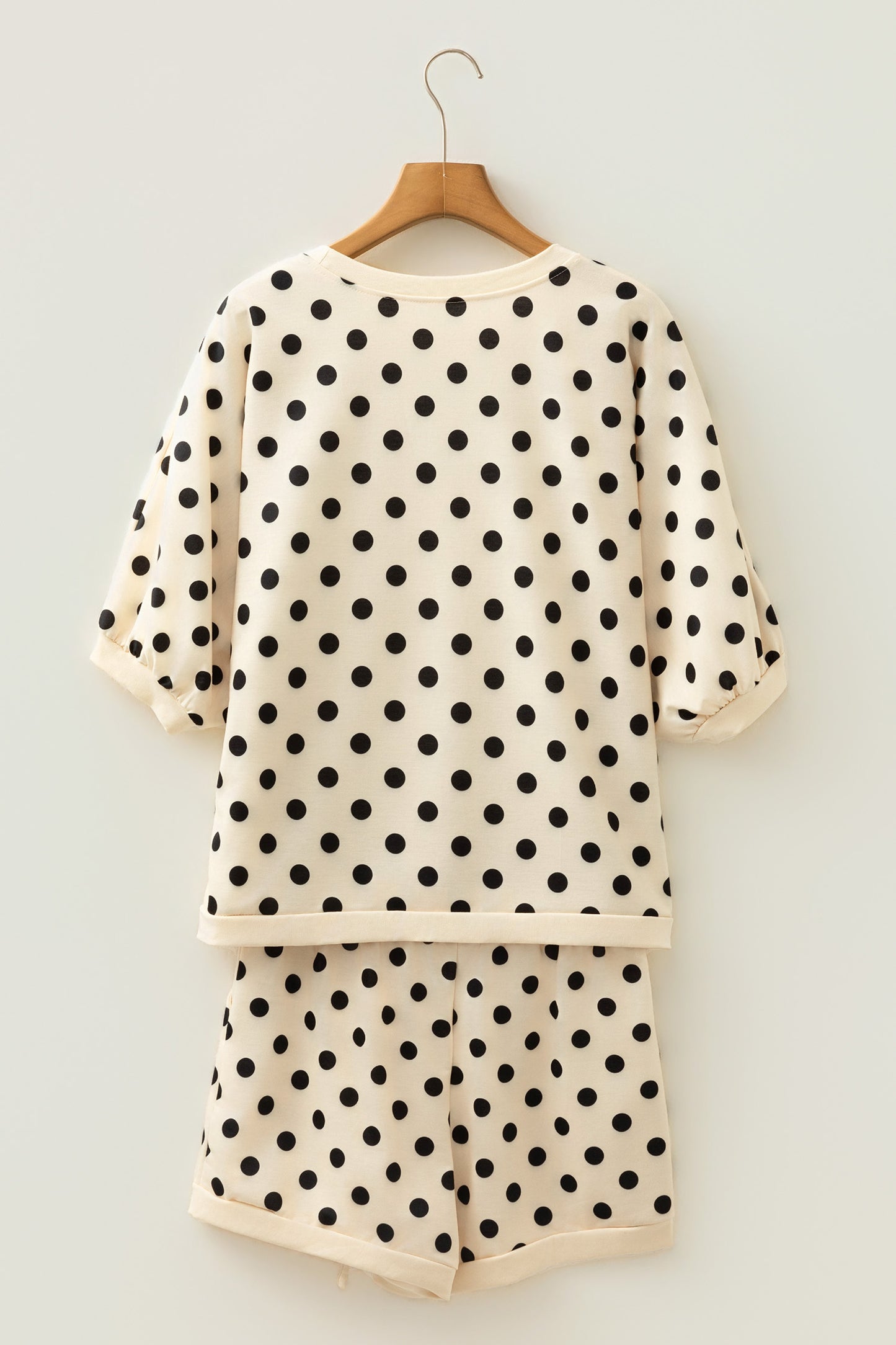 Green Polka Dot Oversized Top Drawstring Short Set