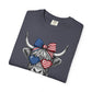 COMFORT COLORS - Patriotic Highland Cow T-Shirt — American Flag Heart Sunglasses