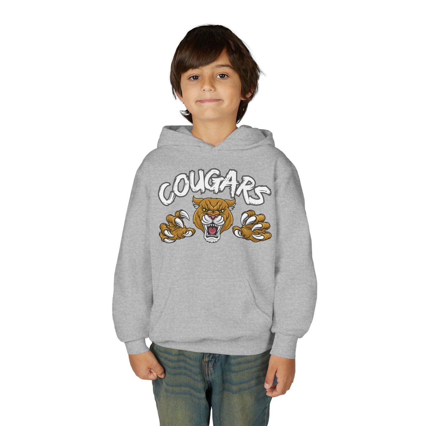 YOUTH COUGARS HOODIE WHITE FONT