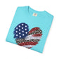 COMFORT COLORS - Patriotic Leopard Flag Heart T-Shirt — American Flag Heart Graphic Tee