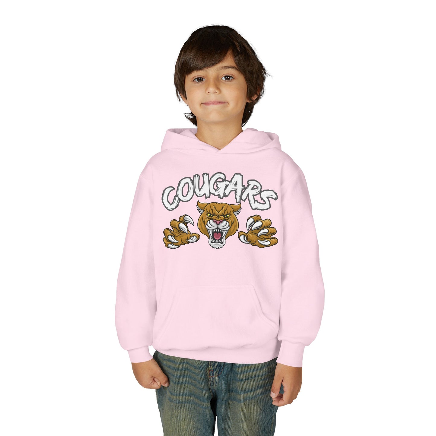 YOUTH COUGARS HOODIE WHITE FONT