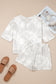 Beige Vintage Tie Dye Bracelet Sleeve Drawstring Elastic Waist 2pcs Short Set