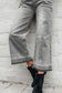 Gray Raw Hem Straight Leg Loose High Waist Jeans