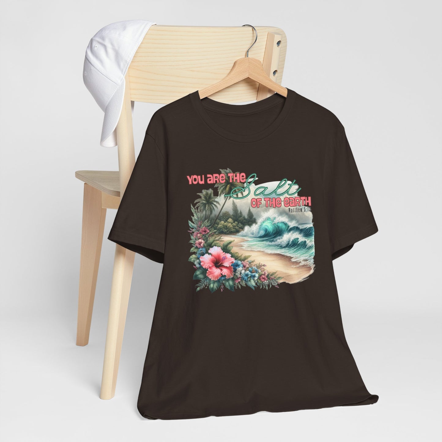 You Are the Salt of the Earth Beach T-Shirt – Tropical Floral Christian Faith Tee