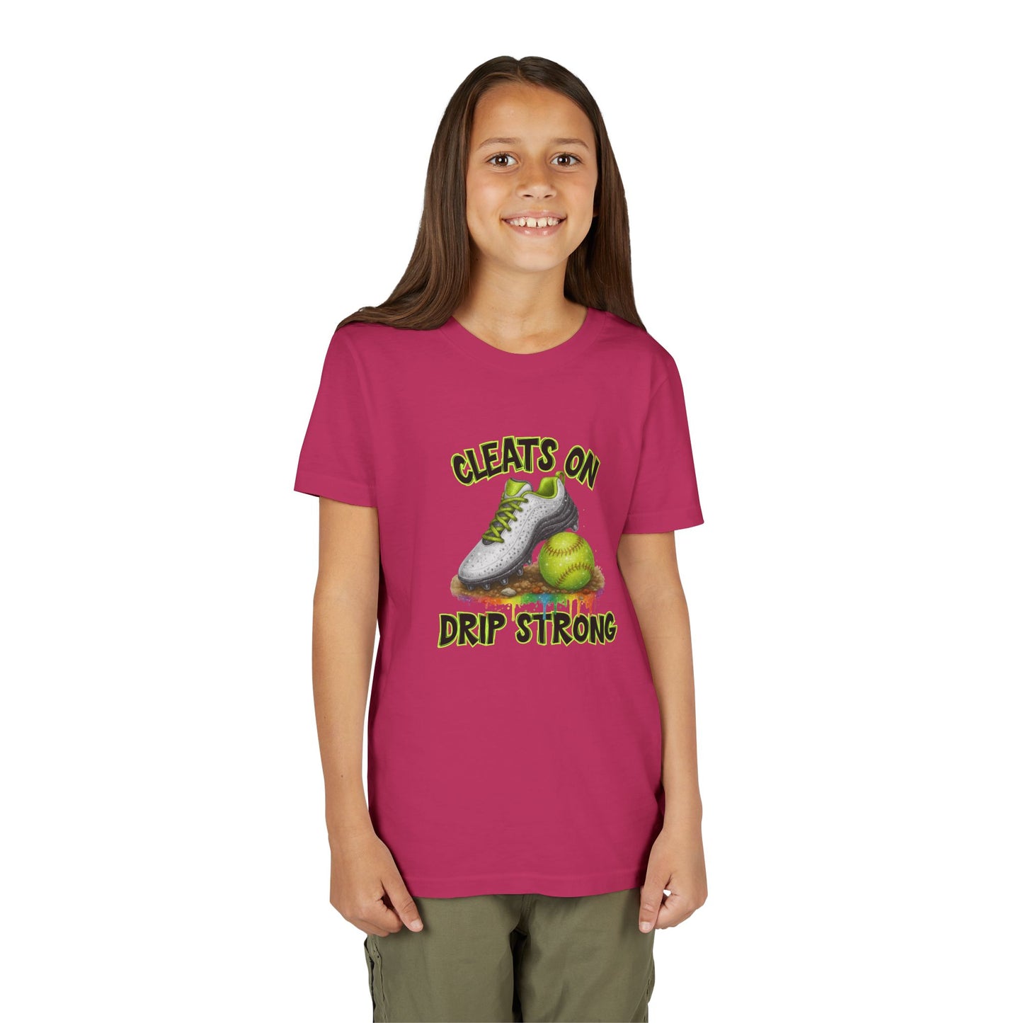 BELLA CANVAS - Youth Tee — "Cleats On, Drip Strong" Softball/Baseball Graphic