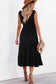 Green Shirred Pleated Square Neck Sleeveless Midi Dress