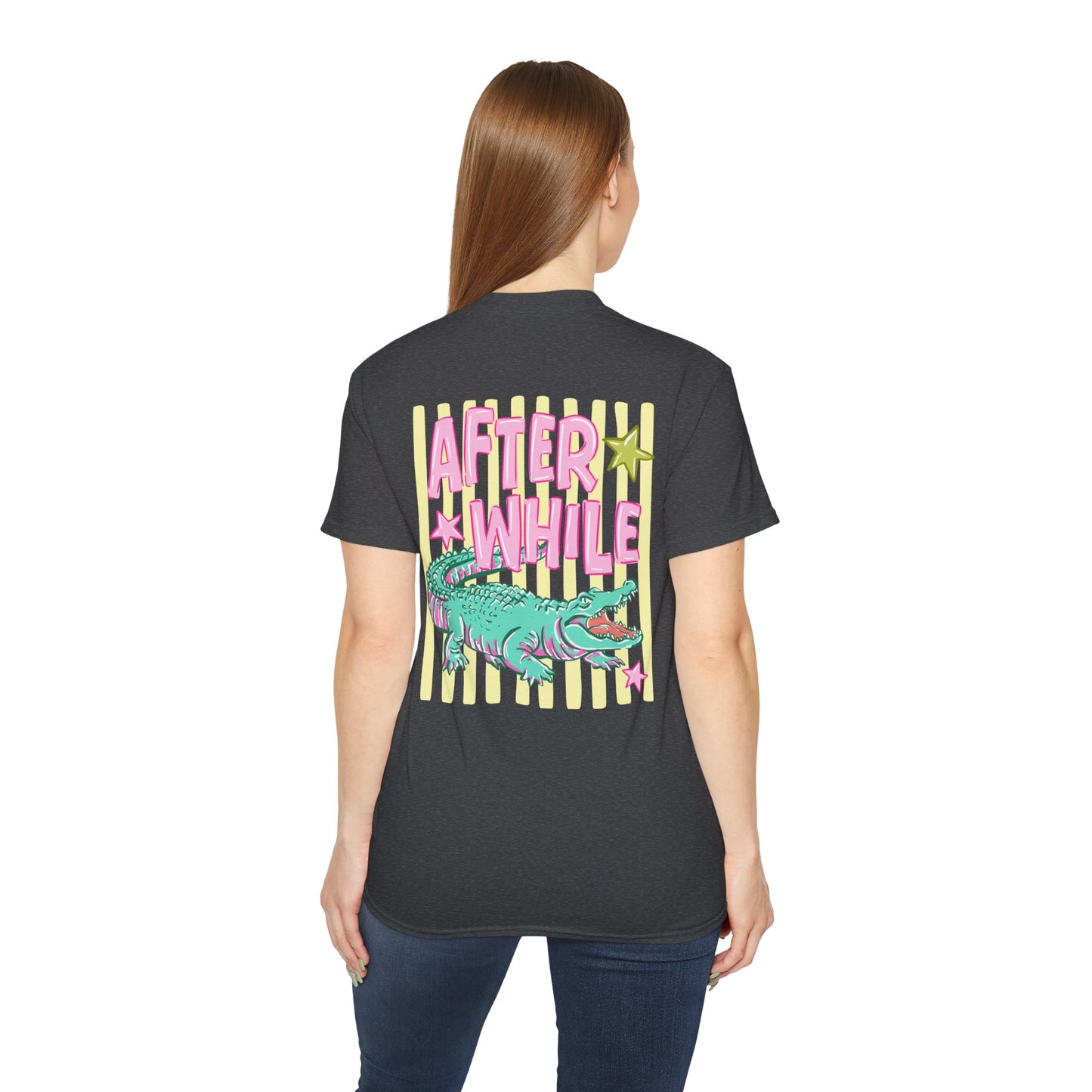 Later Alligator T‑Shirt — Retro Pink & Teal Gator Graphic Tee