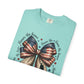 COMFORT COLORS - Patriotic American Flag Bow T-Shirt — "Home of the Brave" Fourth of July Tee