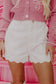 Dusk Blue Scalloped Hemline Acid Wash High Waist Denim Shorts